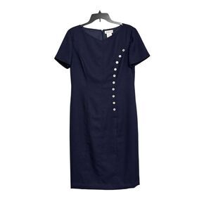 Worthington | Women’s Navy Blue Career Business Dress Pearlized Buttons Size 10